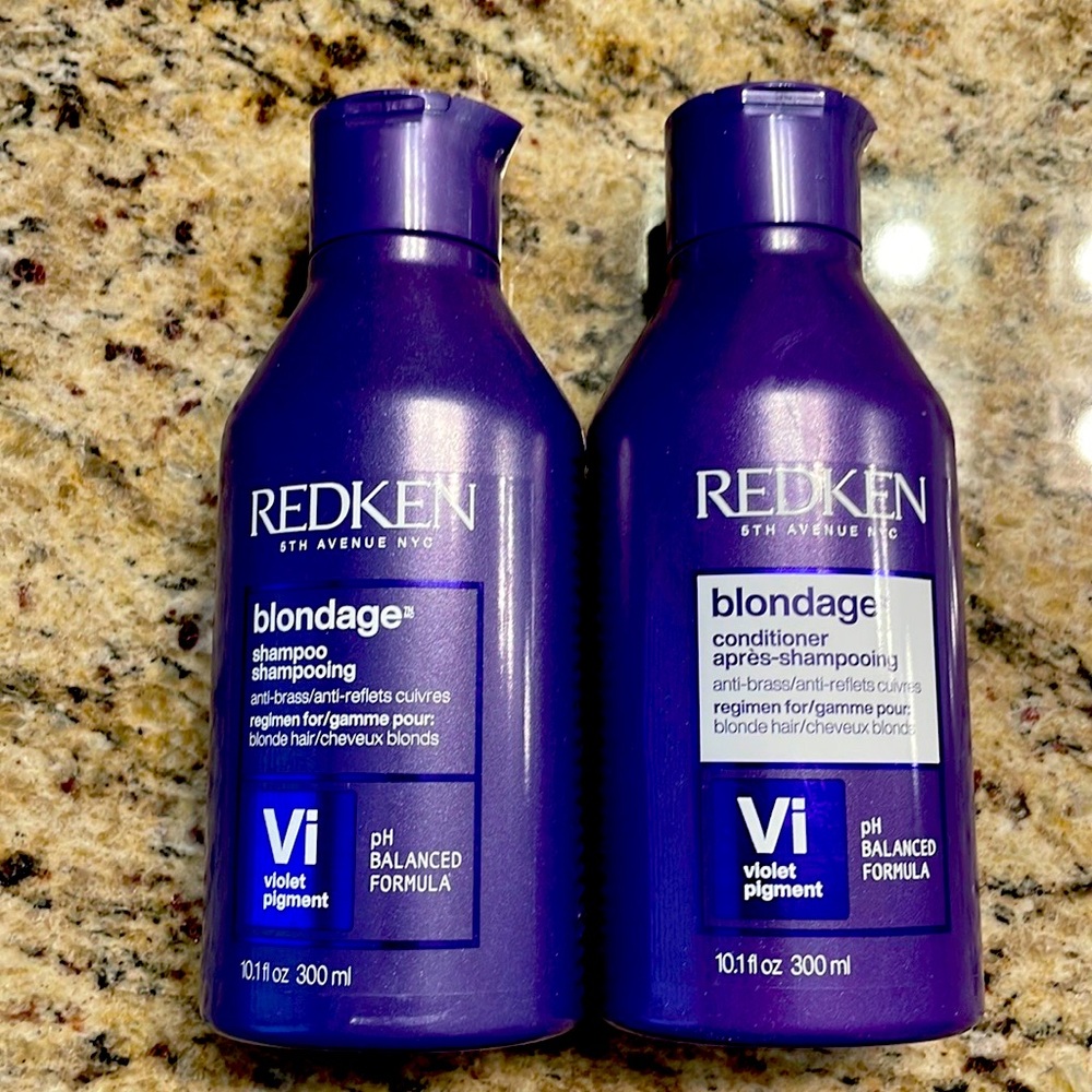 Brand new, never used! Redken blondage hair toner shampoo and conditioner.